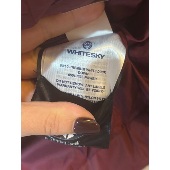 Whitesky Assymetrical Zip Maroon Goose Down Ski Winter Jacket NWT Size XXS - Picture 4 of 7